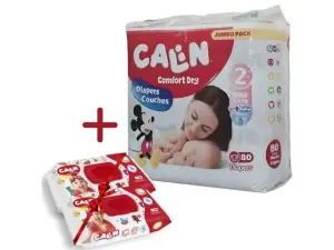 Couches bébé jumbo pack mini 80u + 2 lingettes 55u - CALIN
