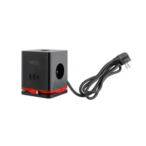 Multiprise cubique 3 postes + 2 USB type 1 + 1 US - MGS