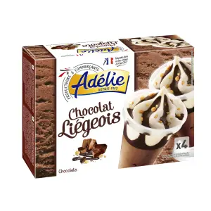 Intermarché - Adélie cônes de glace chocolat liégeois x4 277g