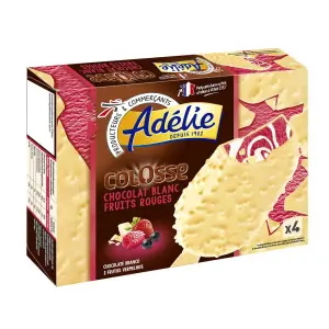 Intermarché - Adélie bâtonnets de glace chocolat blanc et fruits rouges x4 346g