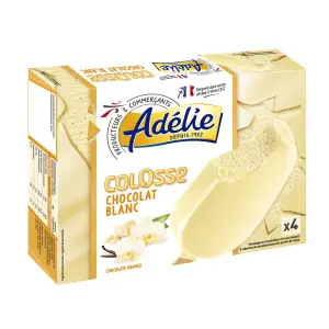 Intermarché - Adélie bâtonnets de glace colosse chocolat blanc x4 313g