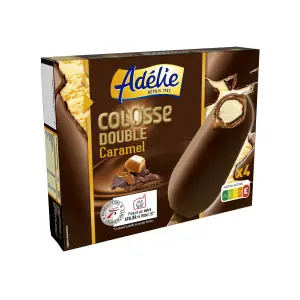 Intermarché - Adélie bâtonnets de glace colosse double caramel x4 299g