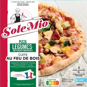 Pizza aux 6 légumes grillés saveur provençale feu du bois 430g -SOLE MIO