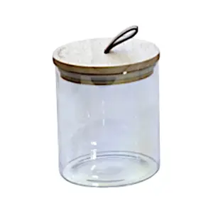 Bocal en verre 10x13cm + couvercle en bambou
