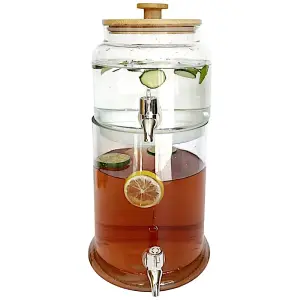 Distributeur de jus en verre à 2 réservoirs 2,3L + 4L
