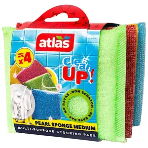 Tampon à récurer clean up pearl medium x4 - ATLAS