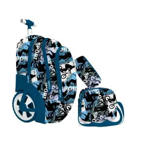 Trolley 45cm 3p 6motif grands zip et roues garcon