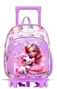Sac à dos trolley 12" 2 poches visuelle 3D bombe motifs filles sans porte clé