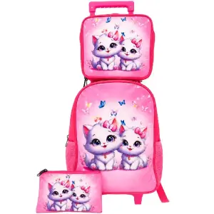 Set sac à dos trolley fille unicorne 40cm + sac de goûter + trousse