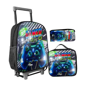 Set sac à dos trolley garçon game 40cm + sac de goûter + trousse