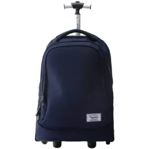 Trolley 45 cm bleu grandes roues + sac goûter + trousse