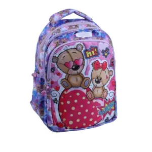 Sac A Dos 40Cm 3 Poches Satin Visuel Fille