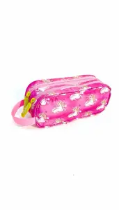 Trousse 2 zips 2 poches fille satin visuel modèle