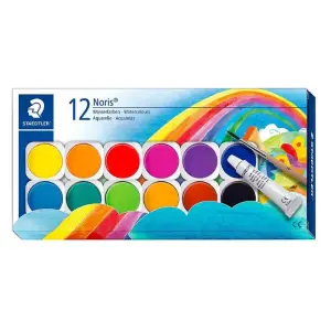 Godets aquarelle x12 + 1 tube couleur blanche + pinceau - STAEDTLER