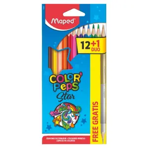 12 crayon couleur duo color' peps x12 + 1 gold/silver gratuit - MAPED