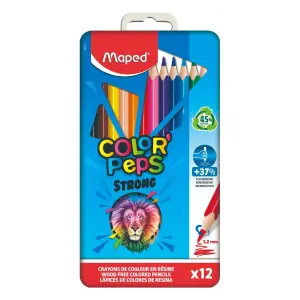 Crayons de couleur Strong x12 boîte en métal - MAPED