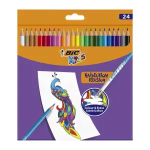 24 crayons couleur avec gomme evolution illusion - BIC