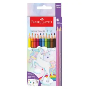 Boîte de 12 crayons de couleur Licorne 10 classiques + 2 pastel