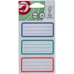 Étiquettes couleurs x21 unités 3,4x7,5cm - AUCHAN