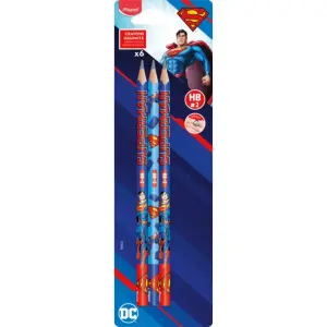 Crayons graphite noirs HB x6 avec gomme Superman - MAPED