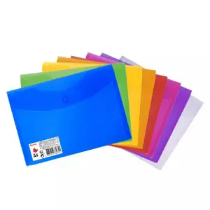 Enveloppe plastique A4 avec bouton couleurs assorties 33x23,7x0,8cm - AUCHAN