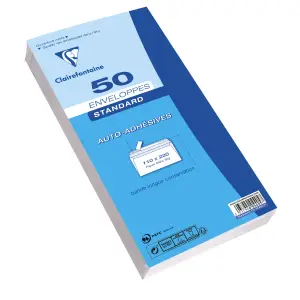 50 enveloppes auto-adhésives 110x220 mm 80g PEFC CLAIREFONTAINE