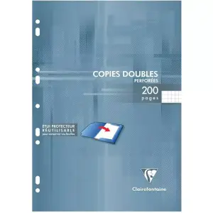 Copies doubles blanches A4 200p 5x5 marges perforées PEFC CLAIREFONTAINE