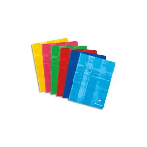 Cahier piqûre A4 48p Seyès 90g pelliculé 6 couleurs CLAIREFONTAINE SPCB