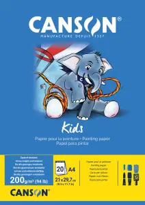 Bloc enfant 5 ans+ 20 feuilles Peinture Canson A4 200g
