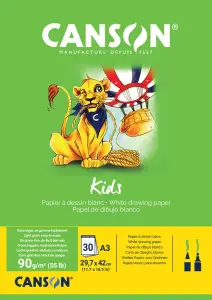Bloc enfant 2 ans+ 30 feuilles dessin blanc Canson A3 90g