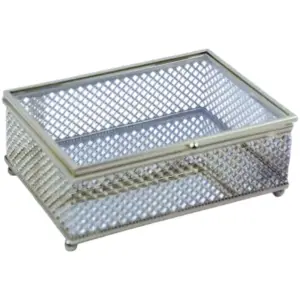 Boite A Bijoux Miroir En Metal Dore 18X14X6,3Cm