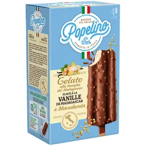 Popelino bâtonnets de glace vanille de madagascar & macadamia 4x78g
