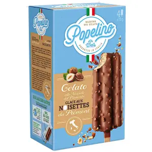 Popelino bâtonnets de glace noisettes du piémont 4x78g