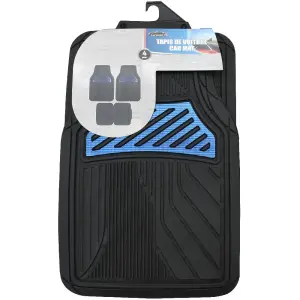 Tapis PVC auto noire aluminium bleue 4,4Kg 4 pièces
