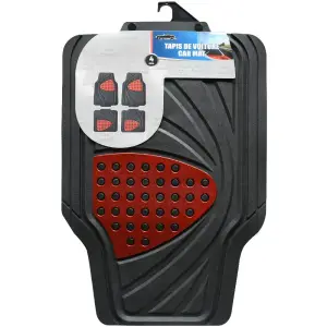 Tapis PVC auto noire rouge 4,4Kg 4 pièces