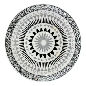 Service dîner en porcelaine 19cm Mandala noir/blanc DS-19A