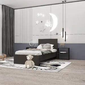 Lit avec table de chevet 900x1900 mm Chêne roble blanc