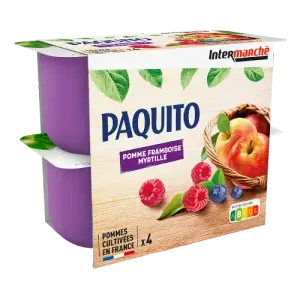 Intermarché - Compote pomme framboise myrtille 4x100g - PAQUITO