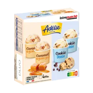 Intermarché - Adélie pot crème glacée Caramel beurre salé cookie dough x44 299g