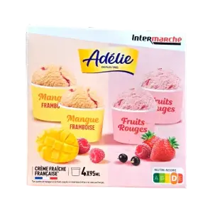 Intermarché - Adélie pot crème glacée mangue-framboise & fruits rouges x4 324g