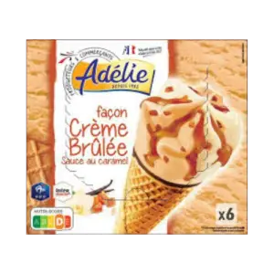 Intermarché - Adélie cornet crème brûlée sauce au caramel x6 419g