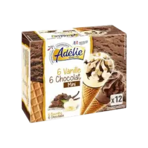 Intermarché - Adélie mini cornet vanille chocolat x12 226g