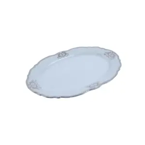 Assiette plate ovale Noblesse en porcelaine blanche 30cm