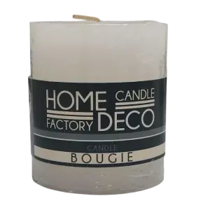 Bougie pilier rustique blanche 80x68mm