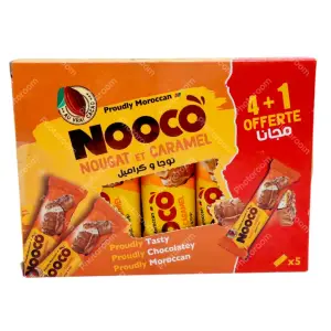 Barres au nougat et caramel 4+1 gratuit 225g - NOOCO