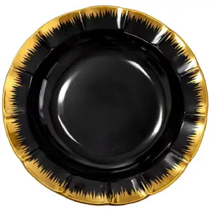 Assiette creuse en noir effet brush doré 8x20cm