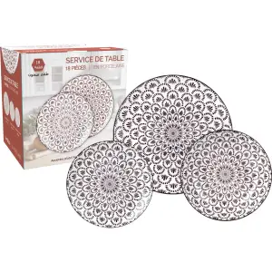 Service table avec motif Fane noir 18 pièces