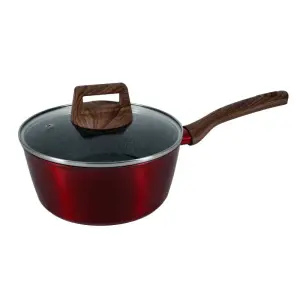 Casserole avec couvercle et manche en bois 16cm
