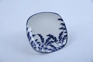 Assiette plate carrée 14.9 cm - Collection Herbier Indigo
