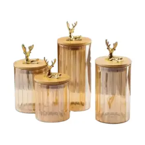 Bocal verre + couvercle en bambou 9,2x22cm